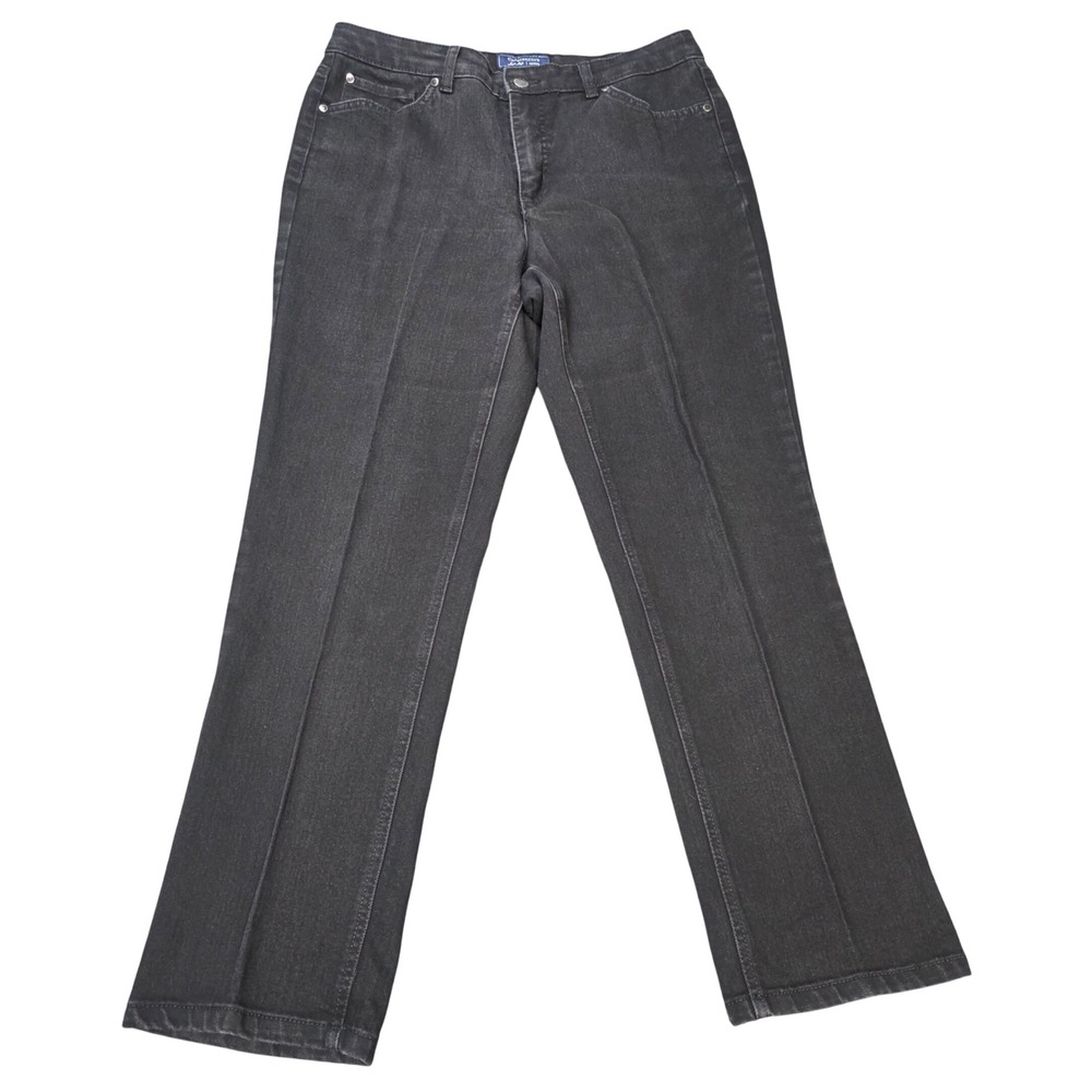 Charter Club Modern Straight Jeans Women's Size‎ 12PS Black Stretch Denim Pants